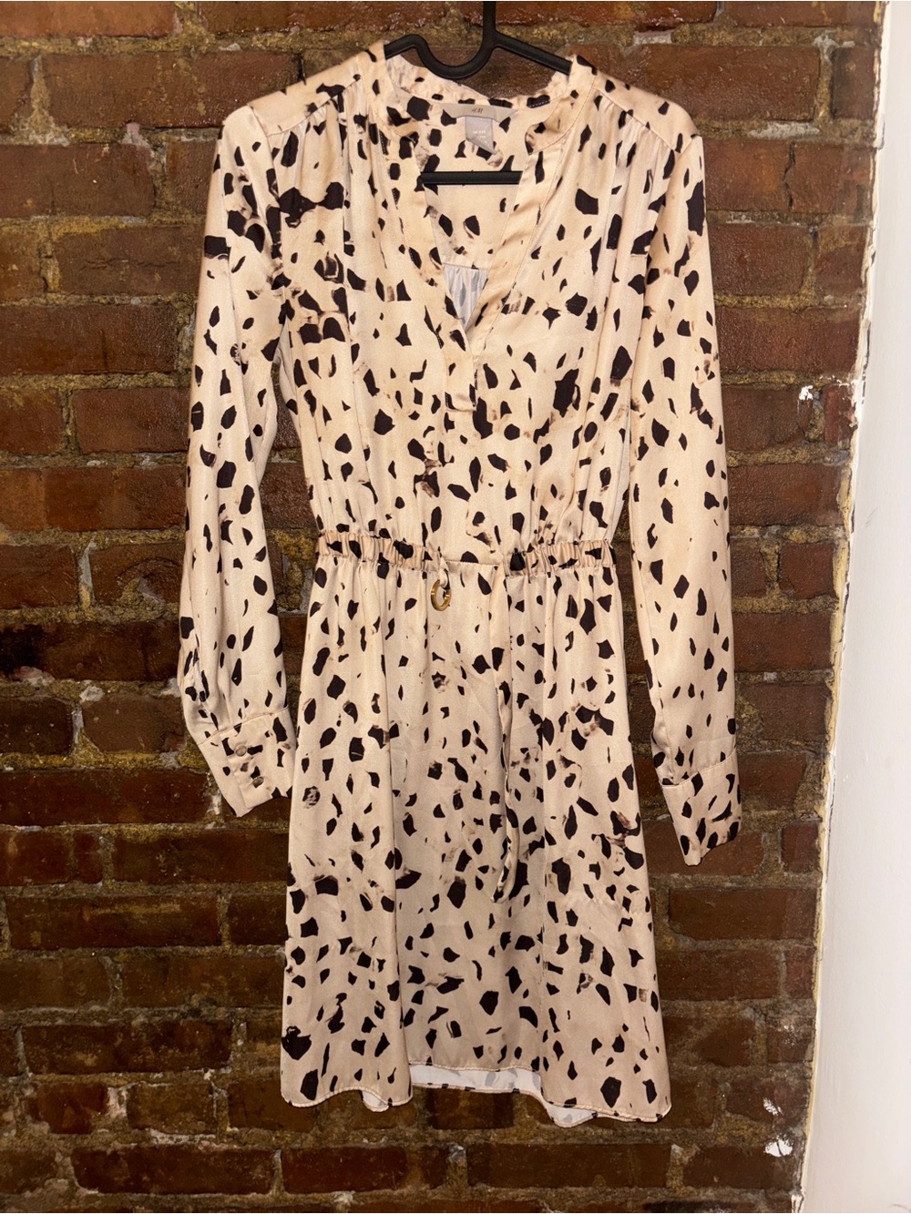 Long-Sleeve Cream or Gold and Black Leopard Print Women’s Dress